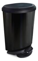 Lixeira De Piso Oval Black Inox Com Pedal 20l 49x32x35cm