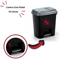 Lixeira De Plástico Com Pedal Retangular Blackline - 14 Litros Lixeira De Plástico Com Pedal Retangular Blackline - 14 Litros