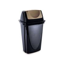 Lixeira de Plástico com Tampa Basculante Plasútil Ecoblack Preto e Dourado 11,8L Lixeira de Plástico com Tampa Basculante Plasútil Ecoblack Preto e Dourado 11,8L