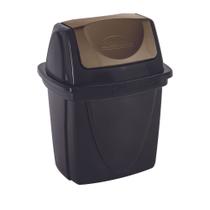 Lixeira de Plástico com Tampa Dourada Plasútil Ecoblack Preta 4,9L Lixeira de Plástico com Tampa Dourada Plasútil Ecoblack Preta 4,9L