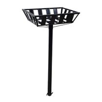 Lixeira De Rua Calçada Popular Cesto Raso Preta 112X60X45Cm