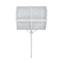 Lixeira de Rua Tela Moeda de 60cm com Tampa Branca Metal Santa Edwirges