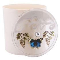 Lixeira Decorada Bege com Borboleta Azul Escuro Lixeira Decorada Bege com Borboleta Azul Escuro