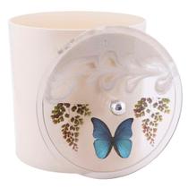 Lixeira Decorada Bege com Borboleta Azul