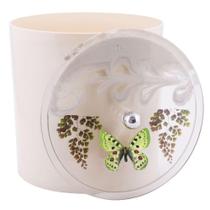 Lixeira Decorada Bege com Borboleta Verde