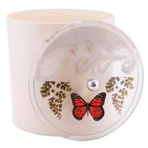 Lixeira Decorada Bege com Borboleta Vermelha