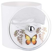 Lixeira Decorada Branca com Borboleta Amarela - 20 x 20cm - 6,2 litros