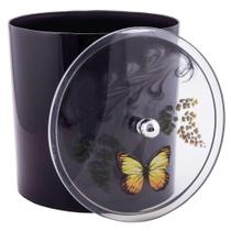 Lixeira Decorada Preto com Borboleta Amarela