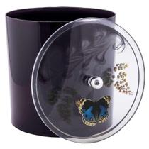 Lixeira Decorada Preto com Borboleta Azul Escuro Lixeira Decorada Preto com Borboleta Azul Escuro