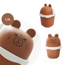 Lixeira Decorativa com Tampa para Mesa Quarto Escritório Presente Criativa Animal Capivara Marrom