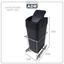 Lixeira Deslizante 8L Fixação de Base Preta Tampa Basculante