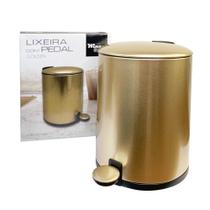 Lixeira Dourada 5l Gold Com Pedal E Balde Interno Removível