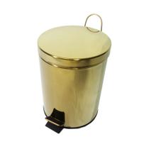 Lixeira Dourada em Aco Inox para Banheiro com Pedal 5L - By Fineza Lixeira Dourada em Aco Inox para Banheiro com Pedal 5L - By Fineza