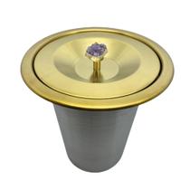 Lixeira Dourada em Aço Inox para Embutir Com Cristais Fineza Lixeira Dourada em Aço Inox para Embutir Com Cristais Fineza