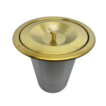 Lixeira Dourada em Aço Inox para Embutir Com Cristais Fineza Lixeira Dourada em Aço Inox para Embutir Com Cristais Fineza