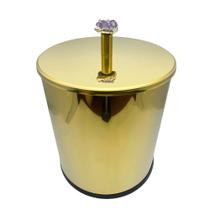Lixeira Dourada em Aço Inox para Lavabo Com Cristal Fineza Lixeira Dourada em Aço Inox para Lavabo Com Cristal Fineza