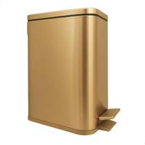 Lixeira Dourada Inox Retangular 5 Litros Fechamento Suave Lixeira Dourada Inox Retangular 5 Litros Fechamento Suave