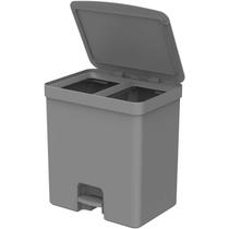 Lixeira Dupla 20l Banheiro Cozinha Reciclagem Ou Cor Cinza
