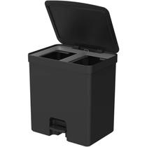 Lixeira Dupla 20l Banheiro Cozinha Reciclagem Ou Cor Preto