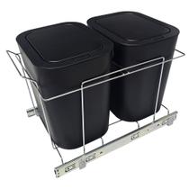 Lixeira Dupla Aramada 24L Preta Fixação de Base Tampa Click