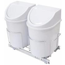 Lixeira Dupla Base Trilhos Deslizante 24 Lts Inox Jomer 3318