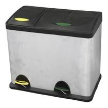Lixeira Dupla Coleta Seletiva - Aço Inox Cromado - 26 Litros