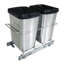 Lixeira Dupla Deslizante 18 Litros de Base Prata