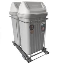 Lixeira Dupla Deslizante de Embutir Armário para Cozinha 10L Corrediça Tampa Basculante Lixeira Dupla Deslizante de Embutir Armário para Cozinha 10L Corrediça Tampa Basculante