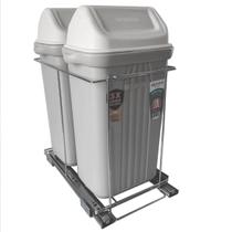 Lixeira Dupla Deslizante de Embutir Armário para Cozinha 10L Corrediça Tampa Basculante