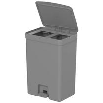 Lixeira Dupla Para Cozinha Banheiro Escritório Esconde Saco Com Pedal Linha Trium Cinza 30 Litros OU Lixeira Dupla Para Cozinha Banheiro Escritório Esconde Saco Com Pedal Linha Trium Cinza 30 Litros OU