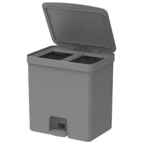 Lixeira Dupla Para Cozinha Banheiro Escritório Esconde Saco Com Pedal Linha Trium Cinza Chumbo 20 Litros OU