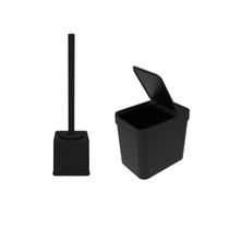 Lixeira e Porta Escova Sanitaria Acessorio Banheiro Preto