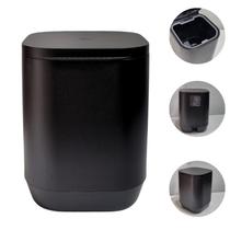 Lixeira Elevada Para Piso Parede Com Tampa Amortecedora Cesto de Lixo 6L Suspenso Instalação Sem Furo Autocolante Resistente Aura Prática Escritório