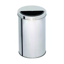 LIXEIRA EM AÇO INOX 24X50cm 25 LITROS C/ARO MEIA LUA