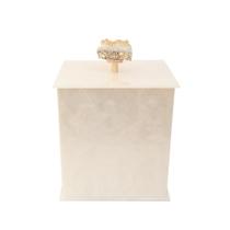 Lixeira Em Acrílico Travertino Com Puxador de Drusa de Quartzo