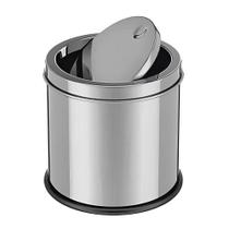 Lixeira em inox basculante 3 litros cesto de lixo luxo pia cozinha banheiro consultorio tampa giratoria vai e vem