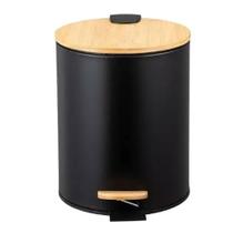 Lixeira Em Inox E Tampa Bambu 12 Litros Com Pedal Lixeira Em Inox E Tampa Bambu 12 Litros Com Pedal