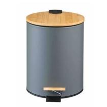 Lixeira Em Inox E Tampa Bambu 12 Litros Com Pedal Lixeira Em Inox E Tampa Bambu 12 Litros Com Pedal