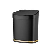 Lixeira Em Plástico Eleganza 2,5L Future Preto E Dourado Lixeira Em Plástico Eleganza 2,5L Future Preto E Dourado
