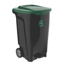 Lixeira em plastico t-force preto e verde 100 litros com rodas