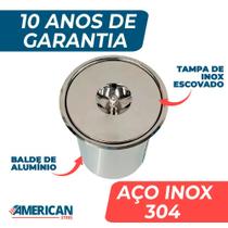 Lixeira Embutir Granito em inox 8 Litros Não enferruja - American Steel