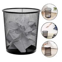 Lixeira escritorio cesto redondo metal aramado grande 12 litros telado casa quarto multiuso preto Lixeira escritorio cesto redondo metal aramado grande 12 litros telado casa quarto multiuso preto