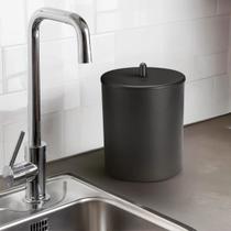 Lixeira Escritório Pia Cozinha Banheiro 5 Litros Plástico Cesto Lixo Preto com Tampa Preto Reforçado