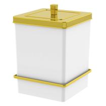 Lixeira Fixação Por Ventosa 6,5L Branco e Dourado - Future
