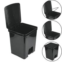 Lixeira Flat Com Pedal Preta 14 Litros Para Cozinha Banheiro