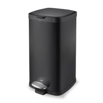 Lixeira frame c/ pedal e balde aço inox preto 12l - brinox