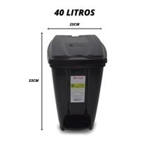 Lixeira Grande Com Pedal Preta 40L, 20L, 15L e 7L - JAGUAR