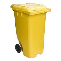 Lixeira Grande Contentor De Lixo Com Rodas 240 Litros Amarelo