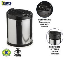 Lixeira Ideal Para Cozinha Tampa Click 2.5L Inox Com Recipiente Interno
