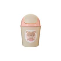 Lixeira infantil 3l com tampa linha baby menina - rosa